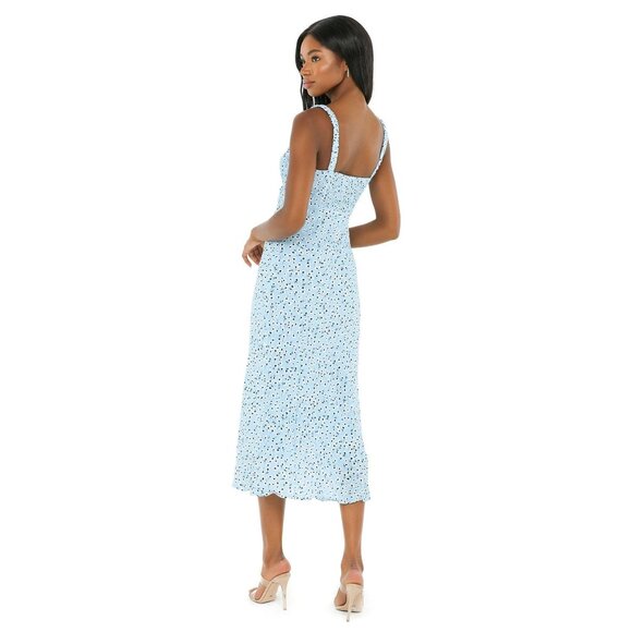 Astr Light Blue and Black Patterned Midi Dress - Picture 3 of 13